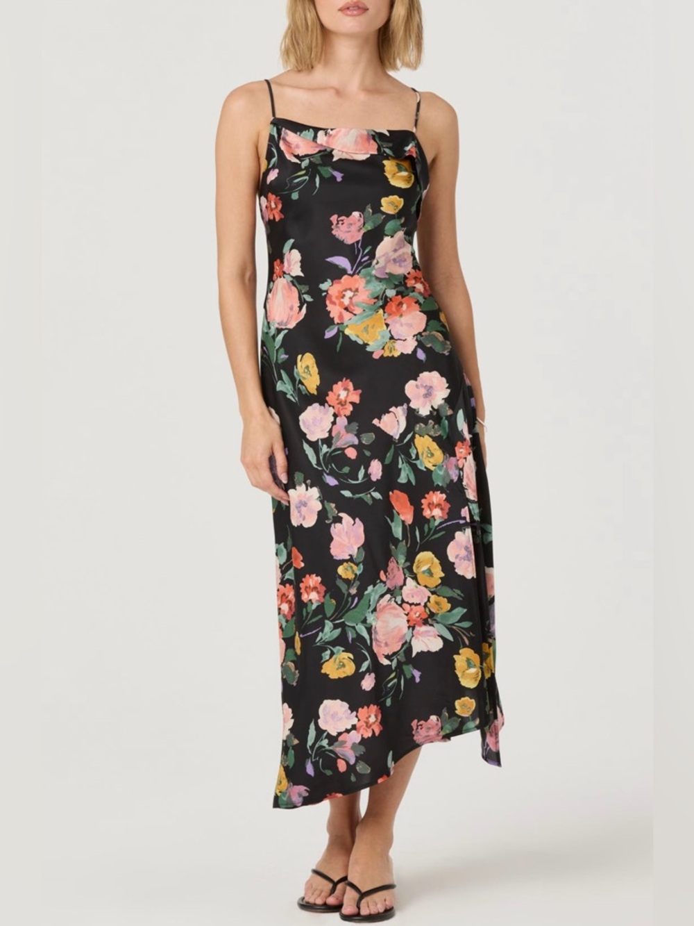 ASTR the Label Floral Satin Midi Slip Dress, NWT
